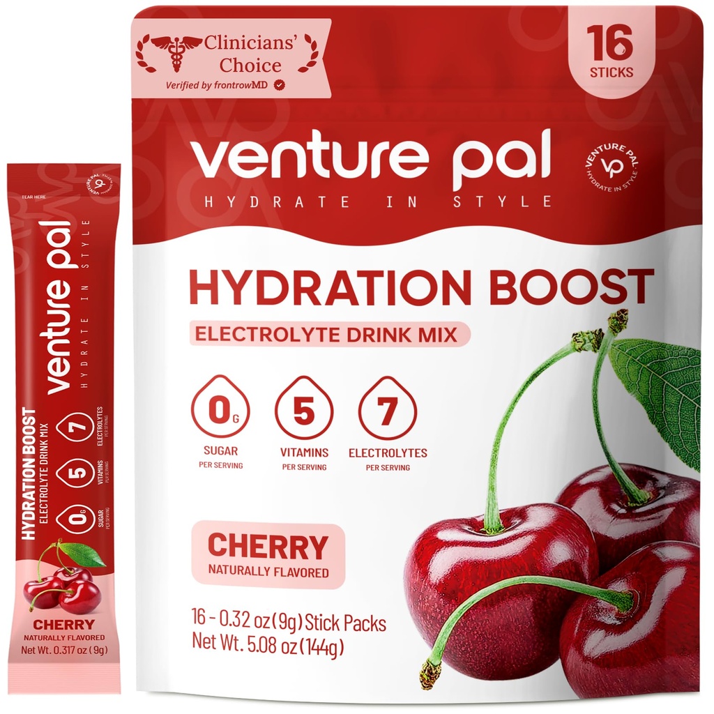 Venture Pal Sugar Free Electrolyte Powder Packets - Liquid Daily IV Drink Mix for Rapid Hydration " Party Recovery TEN 5 Vitaminas " 7 Electrolytes Anterior Keto Friendly ← Non-GMO TEN Certified Vegan TEN 16 Sticks