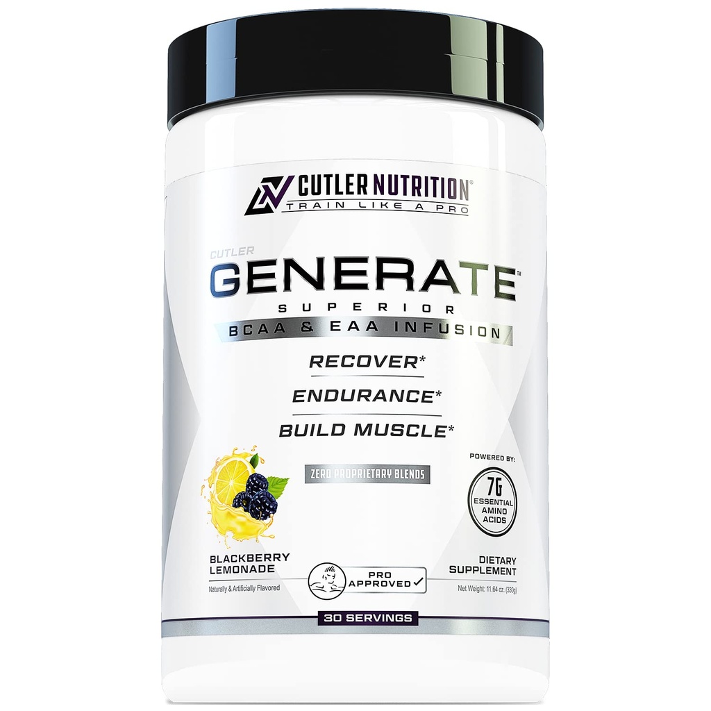 Generar EAA y BCAA Polvo: Mejor Post Recuperación Bebida y Aminoácidos de Cadena Suplementario con Aminoácidos Esenciales, 5g BCAAs, 2g EAAs ← BlackBerry Lemonade, 30 Servimientos