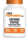 BulkSupplements.com Cayenne Pepper Capsules - Cayenne Pepper 40000 HU, Capsaicin Suplementos, Cayenne Pepper Suplementos - Gluten Gratis, 1 cápsula por Serving, 240 Veg Capsules (Pack of 1)