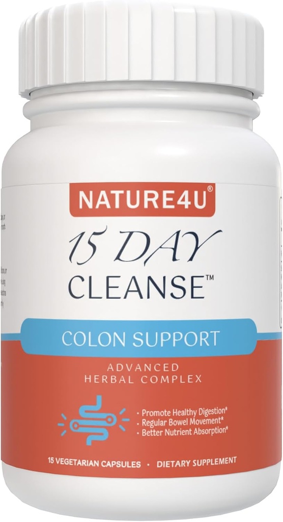 15 días de limpieza Gut Support, Avanzado Gentle Daily Colon Gut Cleanse Detox para Hombres Mujer con Senna, Cascara Sagrada, Psyllium Husk y Probiótico, 15 cápsulas