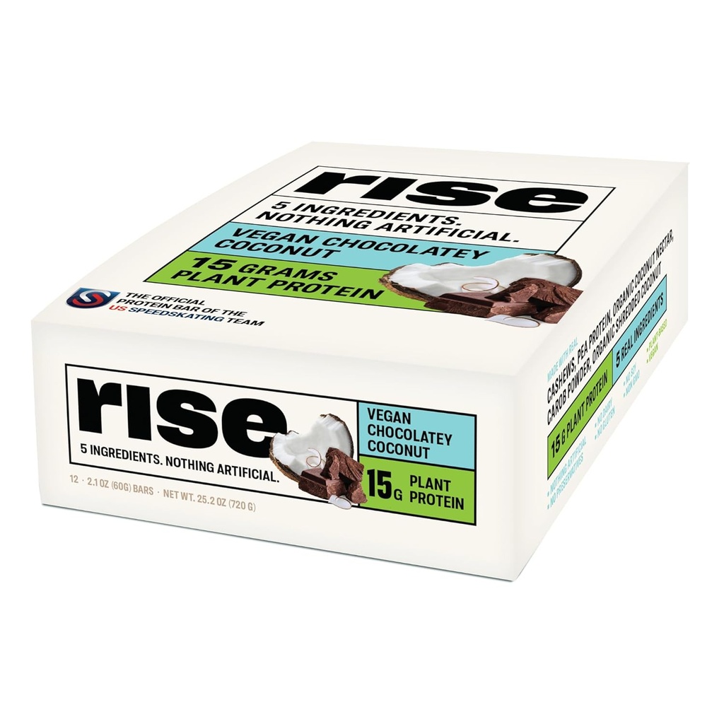 Rise Pea Protein Bar - Chocolately Coconut ← Desayuno Bar " Protein Snack 15g Protein Just 5 Whole Food Ingredients Non-GMO Soya libre de gluten