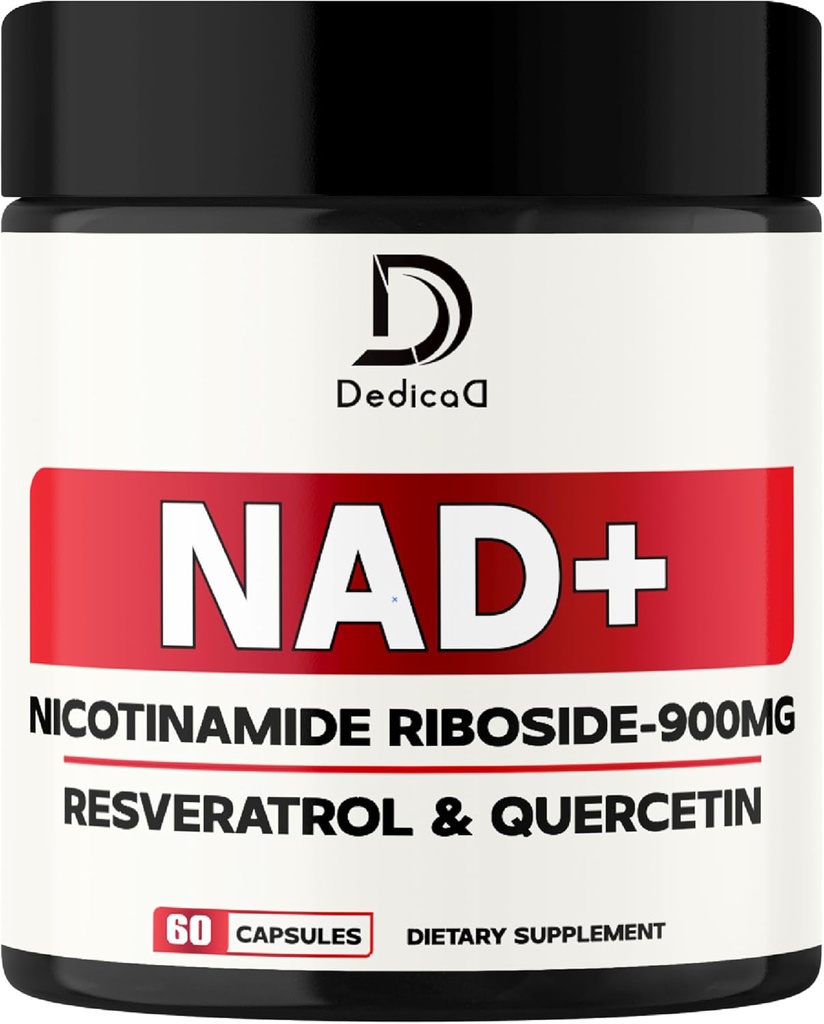 Suplemento NAD con Nicotinamide Riboside, Trans-Resveratrol, Quercetin - Energía Celular & Reparación, Vitality, Envejecimiento Saludable - 60 Cuenta