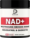 Suplemento NAD con Nicotinamide Riboside, Trans-Resveratrol, Quercetin - Energía Celular & Reparación, Vitality, Envejecimiento Saludable - 60 Cuenta