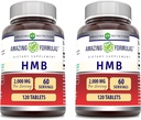 Fórmulas Asombrosas HMB 2000mg por Servir 120 Tablas Suplementarias No-GMO Silencioso Gluten Libre Silencio Made in USA (2 Pack)