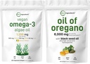 Micro Ingredientes Petróleo de Oregano Softgels 300 Conde " Vegan Omega 3 Algae Oil Suplemento Bundle 2 Pack ← Carvacrol " Thymoquinone Alternativa de espectro completo Omega-3