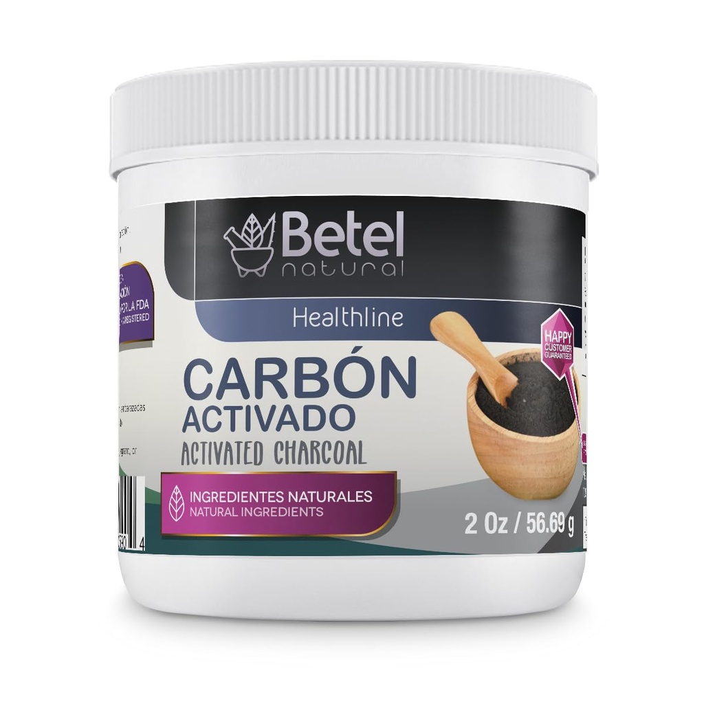Betel Natural Premium Activado Carcoal/Carbon Activado Polvo 100% Puro Ultra Fine - 2 Oz