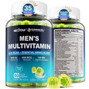 Multivitamina metilada para hombres Gummies, Aminoácidos BCAA, Zinc, Vitamina diaria A C D3 E K2 B Complejo, Calcio, Magnesio, Licopeno, Enzimas digestivas - Energía, Inmune, Azúcar musculo gratis, Vegan, 60Cts