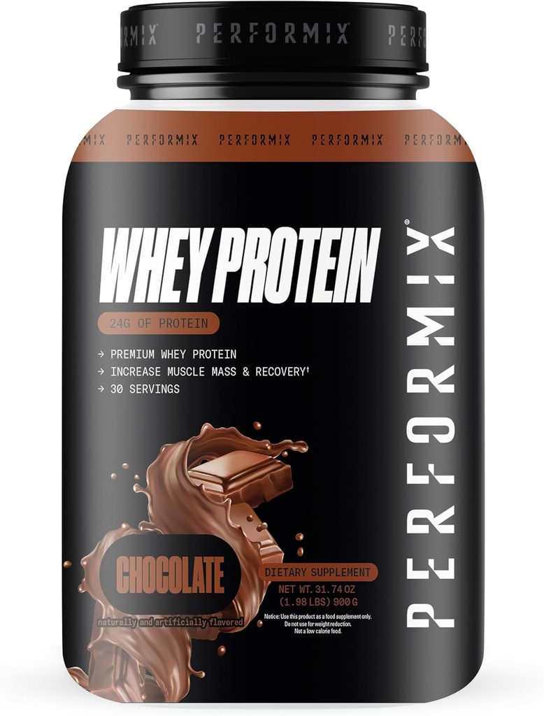 PERFORMIX - Whey Protein Isolate Blend - 24g de Protein - 5.4g de BCAAs - 110 Calories - Muscle Building " Post Workout Recovery - 100% Whey Protein Powder - 1.98 lbs - 30 Servings - Chocolate