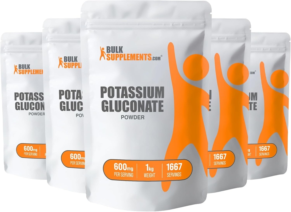 [BRSWIBIHAAGGICAV] BulkSupplements.com Potasio Gluconato Powder - Suplemento de Potasio, Suplemento Mineral - Gluten Free, 600 mg por Serving, 5kg (11 libras) (Pack of 5)