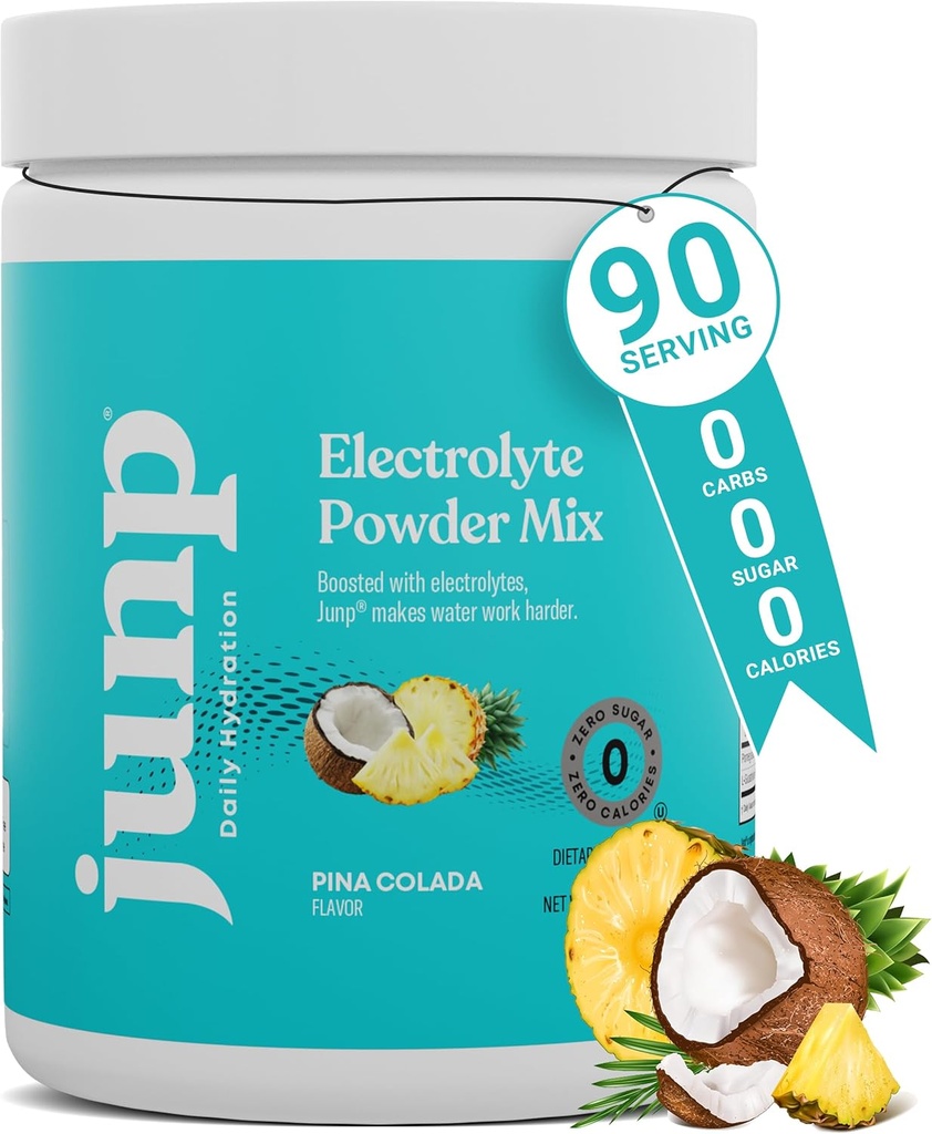 JUNP Electrolytes Powder No Sugar No Carbs – Pina Colada Coco Piña Keto Electrolyte Drink Mix - Potasio & Sal Hidration Powder Electrolytes - Zero Calorie Sugar Free Electrolyte Powder 90ct