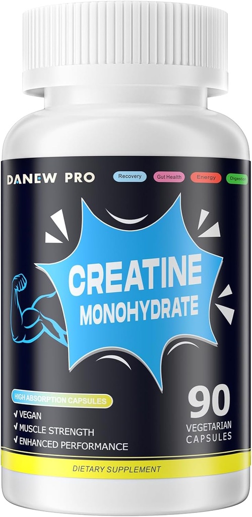 Cretina Monohydrate 2500mg Por Serving, 90 cápsulas - Gluten Free, Non-GMO
