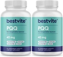 BESTVITE PQ 40mg (Pyrroloquinoline Quinone) (120 cápsulas vegetarianas) (60 x 2) - No Stearates - Vegan - No GMO - Gluten Free