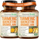 Quercetina con Bromelain Turmeric Curcumin Suplemento – Alivio de Alergia, Soporte Conjunto & Inmuno – Suplemento Turmérico Orgánico con Pepper Negro (Bioperina) – Quercetina 500mg Capsules 2 Pack