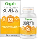 Orgain Super Vitamina D3 Suplemento 5,000iu (125mcg) Apoyo inmune, bonificación y mood, aceite de oliva orgánico para una mejor absorción - 8 Month Supply (240 Softgels)