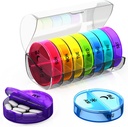 Organizador semanal de píldoras 2 veces al día - Gran capacidad –Travel Pill Box 7 Day with Airtight Lid Lock – Portable Pill Case for Purse – Ideal para vitaminas, suplementos y píldoras de aceite de pescado (Rainbow)