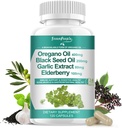 Cápsulas de aceite de orégano orgánico – 11-en-1 Blend con aceite de semilla negra, arándano, ajo, hoja de oliva – Magnesio " Pepper negro para la absorción – Inmuno, respiratorio " Digestivo – Vegano, No GMO, 120 Ct