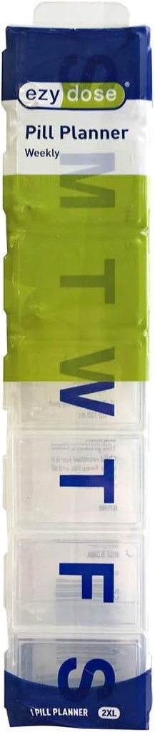 EZY DOSE Organizador semanal de píldoras (7 días), caja de vitaminas y medicinas, tapas claras, 2X-Large
