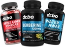 Beberine Suplemento ACV Gummies & Water Away Pills - Berberine HCL Suplemento Asistencia metabólica saludable - ACV Apple Cider Vinegar Gummies Detox, Limpieza, Digestión - Water Pills Diuretics Retención