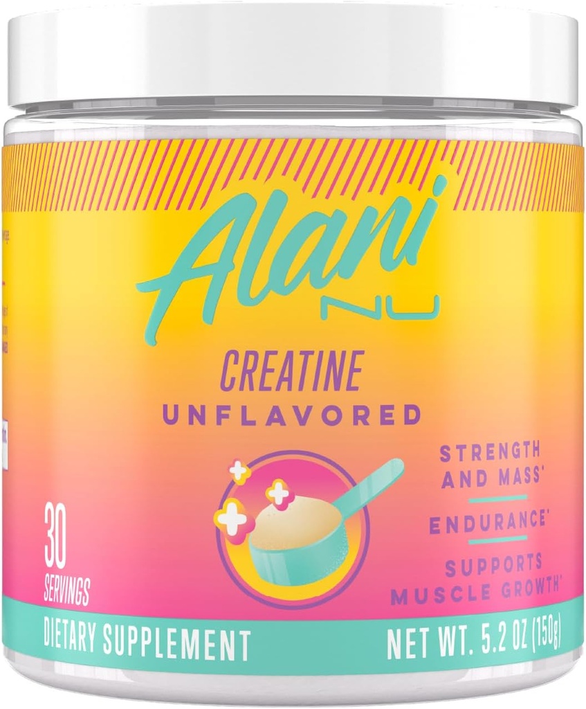 Alani Nu Creatine Monohydrate Powder ← Desarrollado ← Micronized Creatine Powder ← Gluten Free ← Sugar Free ← Vegan ← 30 Servings