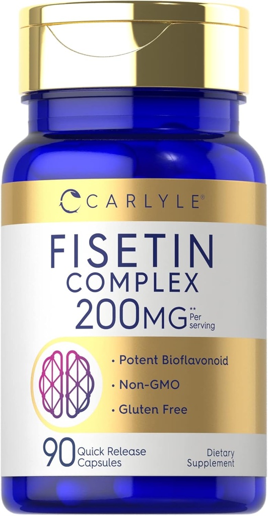 Carlyle Fisetin Complex Supplement TEN 200mg TEN 90 Capsules TEN Non-GMO and Gluten Free