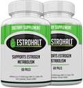 Estrohalt 2 Pack 120 Pills- Best Estrogen Blocker DIM Supplement (Diindolylmethane) and Indole-3-Carbinol (I3C) for Women & Men TEN Natural Aromatase Inhibitor Vitamina para ayudar a PCOS, Menopause y PMS