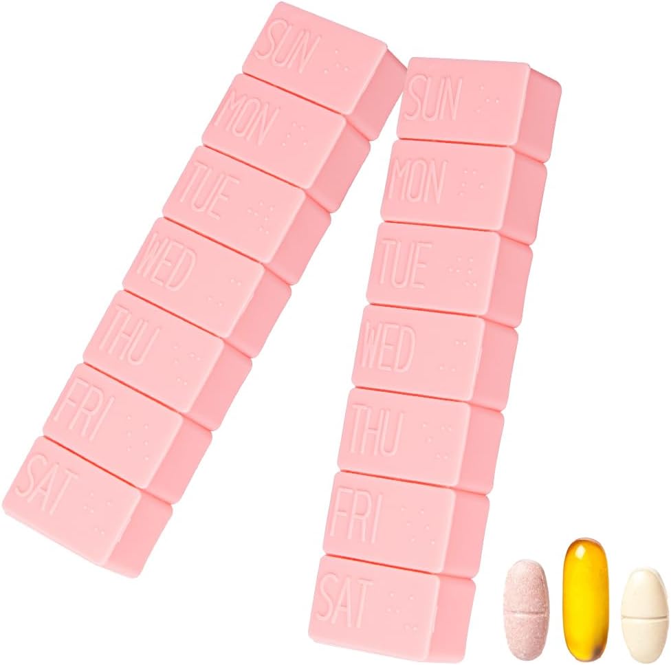Sanderala 2Pack Organizador semanal de píldoras, casos extra grandes de 7 días de píldoras, caja de píldoras diarias para aceite de pescado, suplementos de tabletas de calcio y otras píldoras de vitaminas