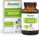 Himalaya Ashwagandha+ Focus - Suplemento Herbal Focus con B12, Rosemary, Green Tea y Bacopa Nootropics for Memory and Clarity - Vegan, Non-GMO, Gluten Free, 1690 mg, 60 Caplets