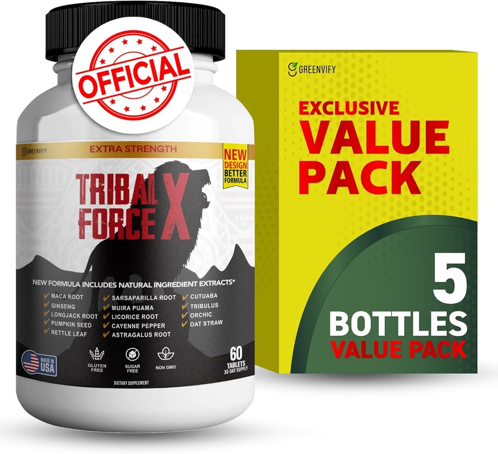 Tribal Force X Extra Strength Natural Supplement, 60 Tablets, Gluten Free, Non-GMO, 30 Day Supply (5)