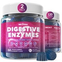 Enzimas digestivas para mujeres y hombres Gummies w / Probióticos, Papaya, Bromelain, Ginger - Alivio de Bloating " Gut Health Chewable Supplement Digest Proteins Dairy Carbs Veggies Fats, Sugar Free Vegan, 120Cts
