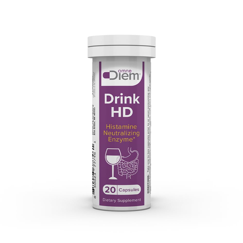 OmneDiem Bebida HD Suplemento dietético: Neutralización de Histamina Natural " Enzima de Dimina Oxidase DAO, 20 cápsulas