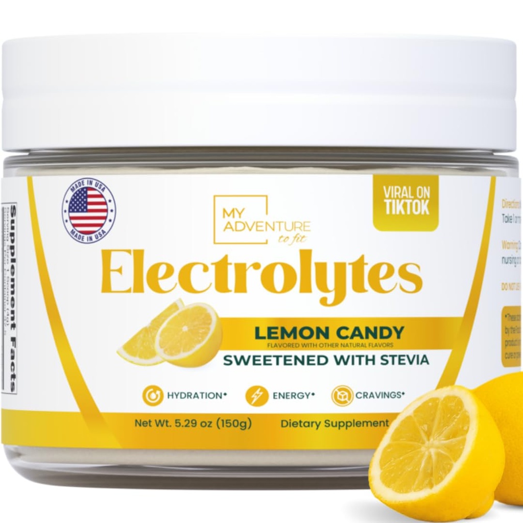 Cero Azúcar - Electrolitos de Candy Lemon Powder - Refreshing Hydration - Caffeine Free Energy with All Natural Ingredients - Vegan, Keto & Paleo - Sugar Free Electrolytes Powder Drink Mix - 37 Servings