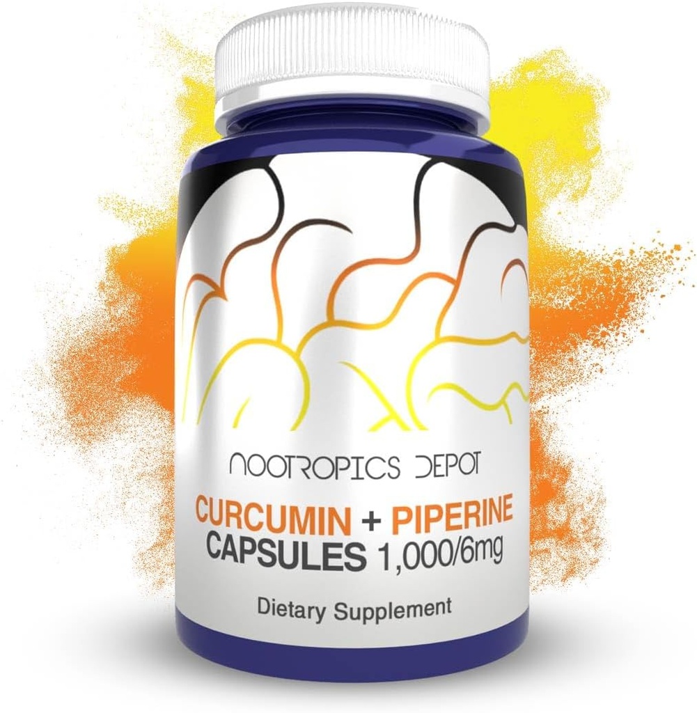 Nootropics Depot Curcumin + Piperine Capsules  1000mg Curcumin + 6mg Piperine Silencio 180 Conde
