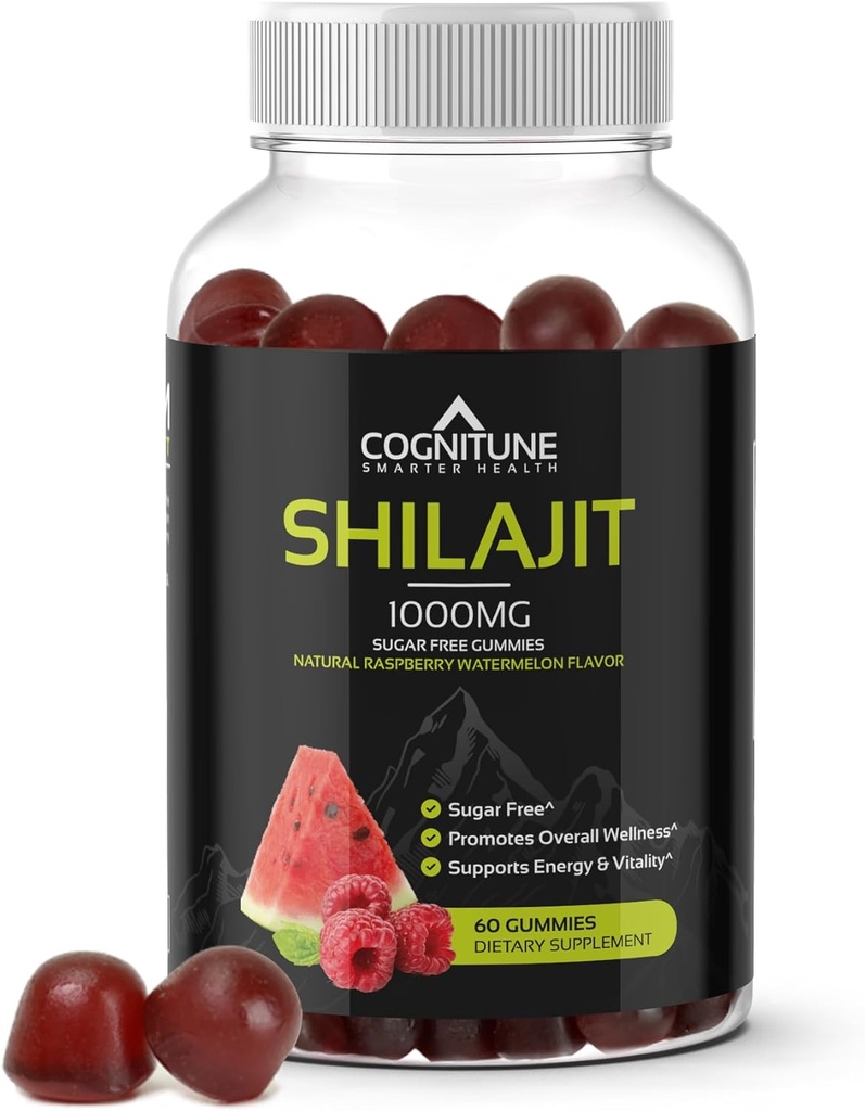 [BRSROGIDPMNROH3L] Shilajit Gummies – Puro Himalayan Shilajit Suplemento con ácido Fulvic – 1000mg Natural Shilajit Apoyo energético puro – Sabor de sandía sin azúcar – Vegan, No Gluten-Free – 60 Conde