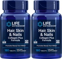Extensión de la vida Pelo, piel & uñas Collagen Plus Fórmula, 180 Tabletas (Pack of 2)
