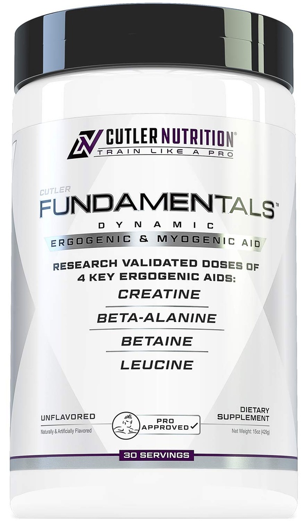 Fundamentos Intra o Post Workout Recovery Drink: 4 Key Ergogenic Aids for Maximum Performance and Muscle Growth: Creatine, Beta-Alanine, Betaine, and Leucine, 30 Servings, Unflavored