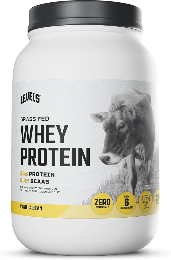 Niveles Grass Fed Whey Protein Powder, No Artificials, 24G de Protein, Vanilla Bean, 2LB