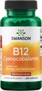 Swanson Vitamina B12 (Cyanocobalamin) - 500mcg Cada, 250 cápsulas - Energía, sistema nervioso y apoyo general de bienestar
