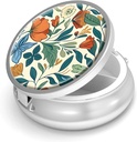 Pill Box-3 Compartment Small Pill Case for Purse & Pocket Mini Contenedor de carga de metal para mantener suplementos Vitaminas libres de BPA (Patrón floral)