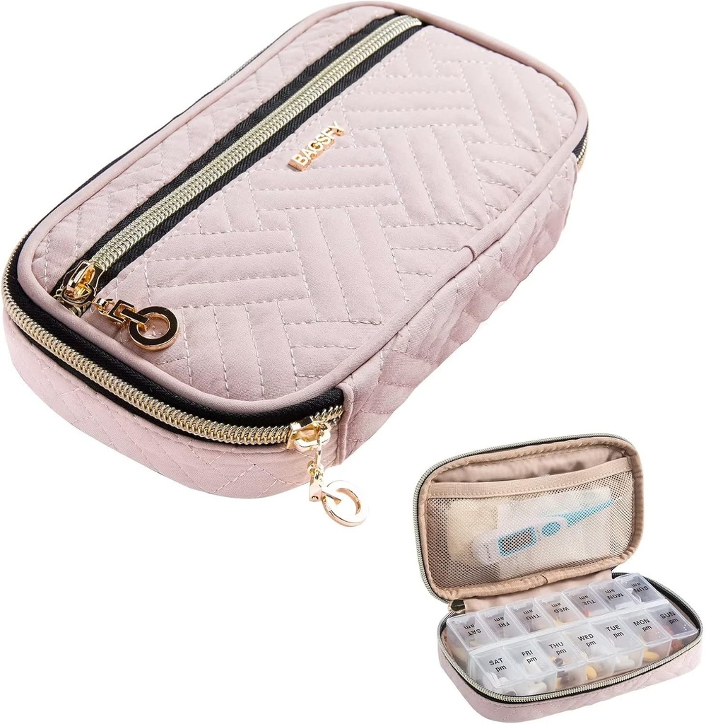 BAGSFY Pill Organizer Case 2 Times a Day- Weekly Medicine Organizer Travel Pill Box with Removable 7 Day Medicine Case Container for Fish Oil, Vitamina, Suplemento
