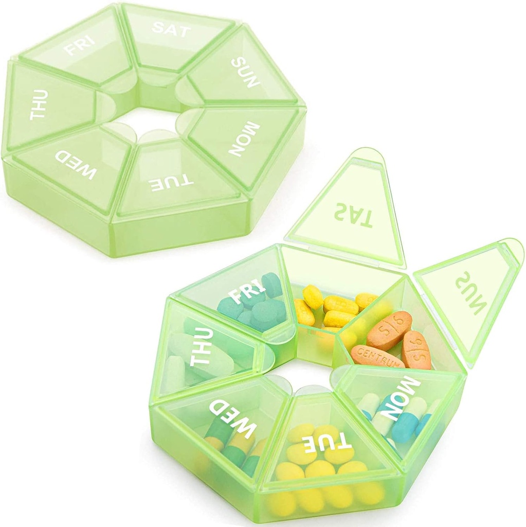 2PCS Organizador semanal de píldoras Gran caja de píldoras de 7 días Organizador de medicina diaria Caso de vitamina Píldoras de aceite de pescado Suplementos Artritis Friendly