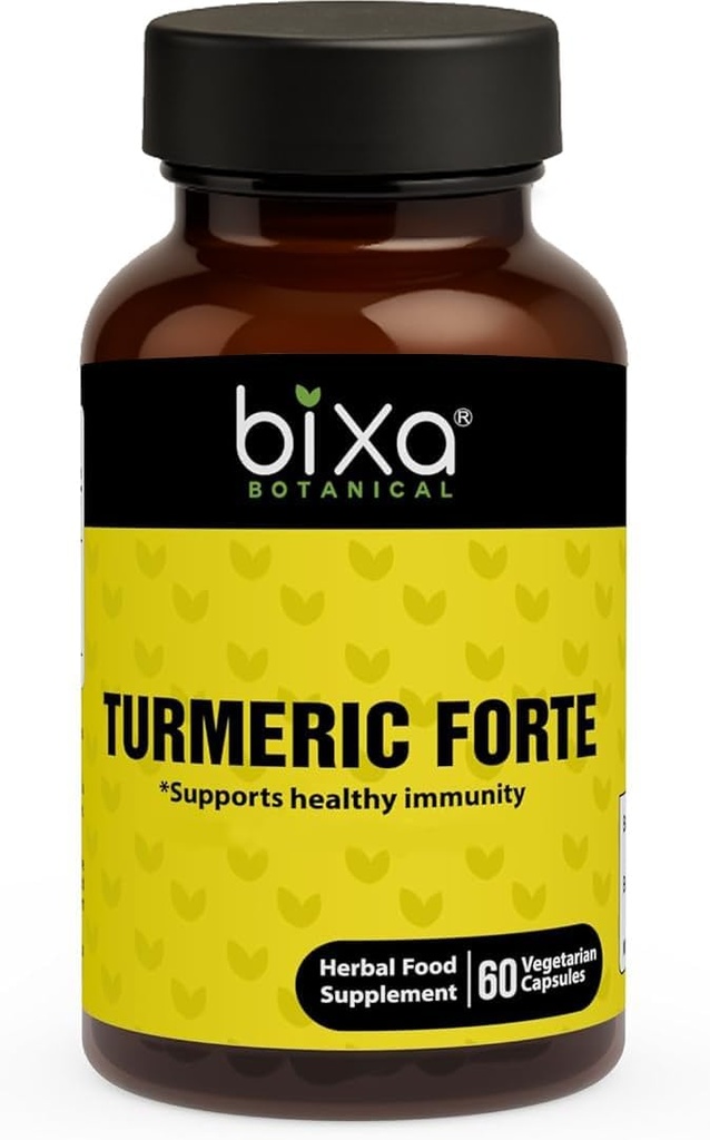bixa BOTANICAL Turmeric Forte Capsules ← Curcumin de alta potencia con Black Pepper Silencio mejorado Absorción para el soporte conjunto de inmunes latitud 100% Pure Ayurvedic Herbal Suplemento Ø 450mg, 60 cápsulas Vegan