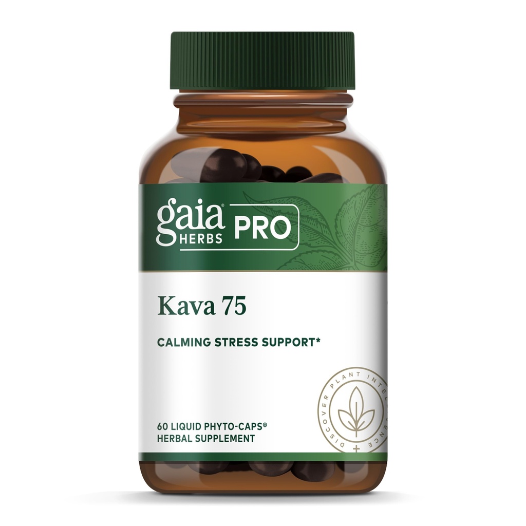 Gaia Herbs PRO Kava 75 - Suplemento de Apoyo al Estrés - Ayuda a un sentido de calma y relajación - 60 líquido Phyto-Caps