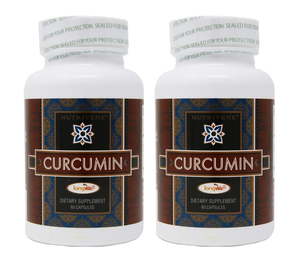 2-Pack Curcumin Longvida por Nutrivene (500 mg, 60 cápsulas)