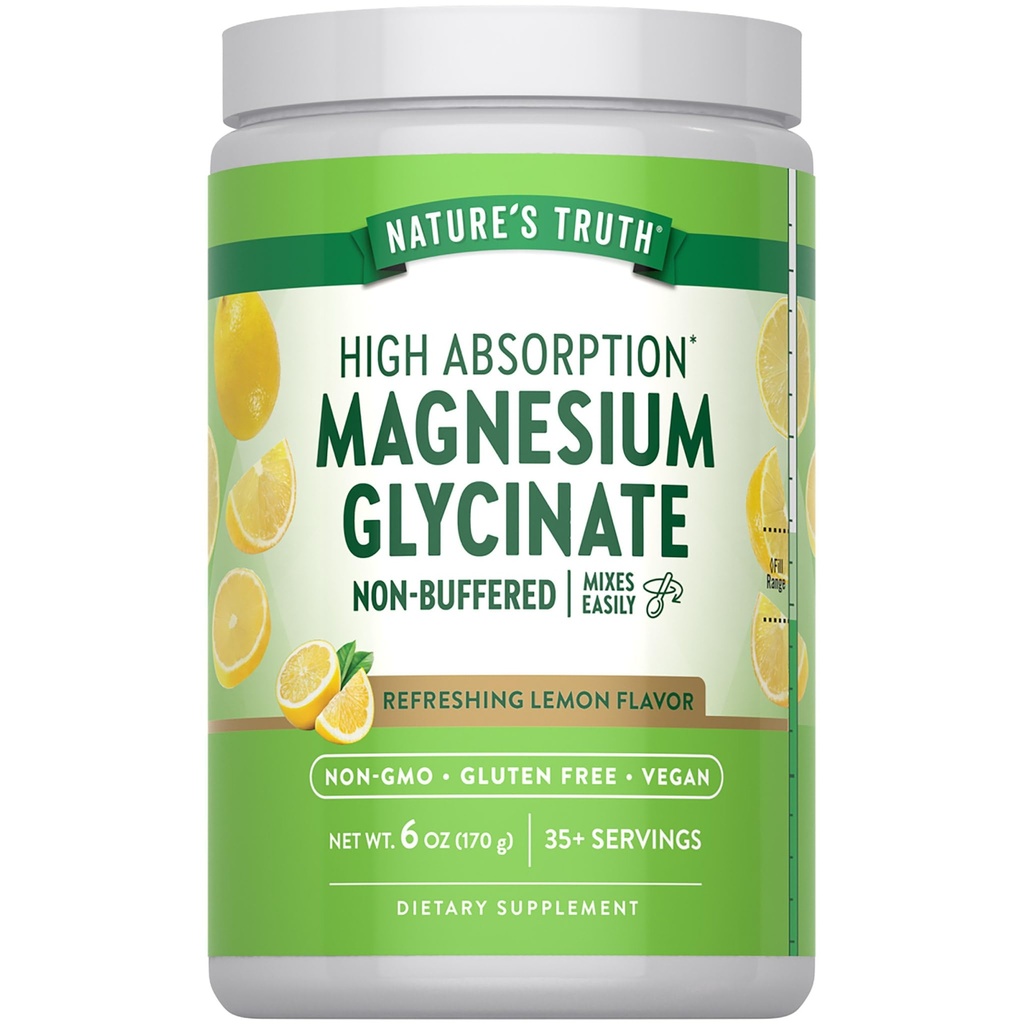La verdad de la naturaleza Magnesium Glycinate Powder ← 6 oz Silencio Lemon Flavor Silencio High Absorption ← Vegan, Non-GMO, Gluten Free Supplement