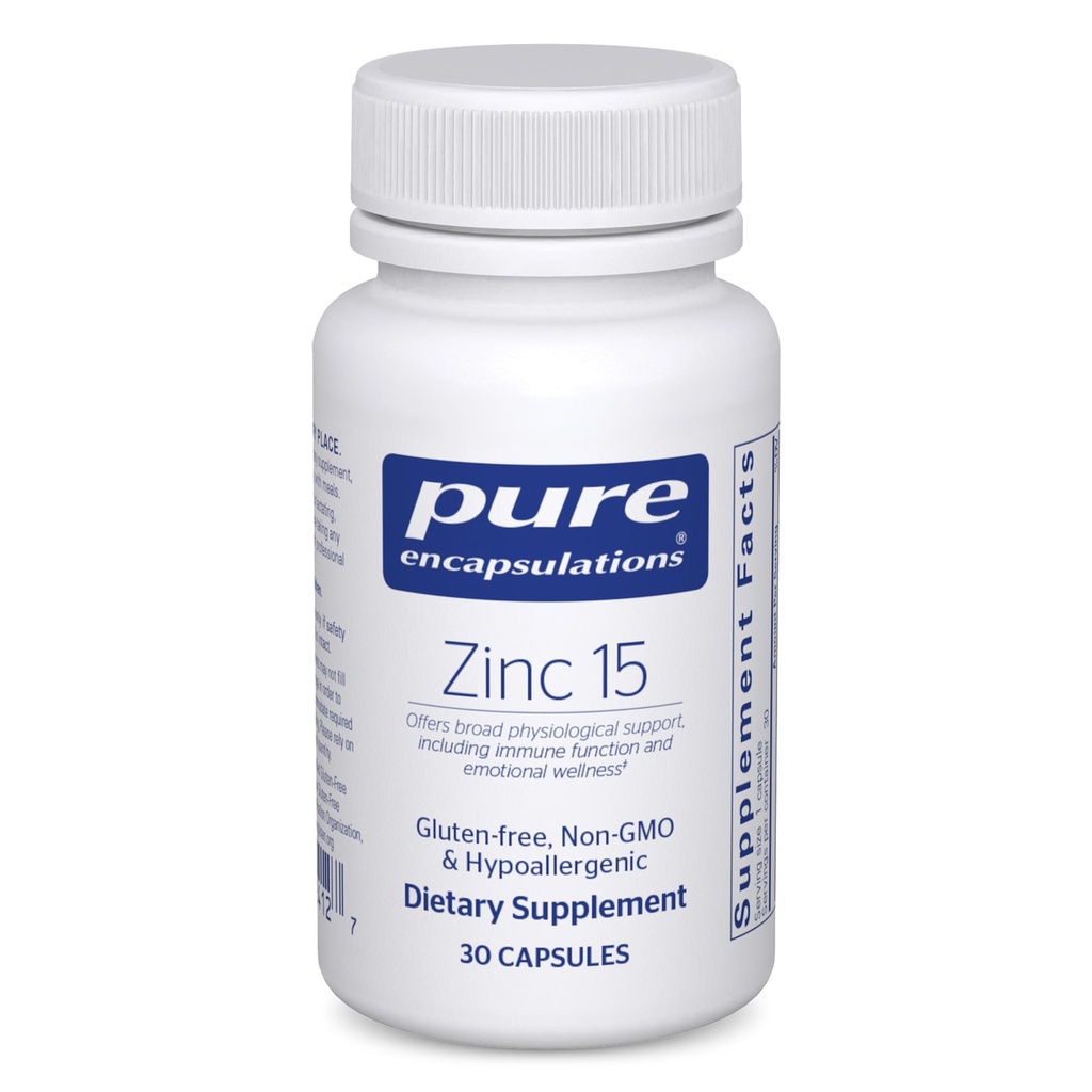 Pure Encapsulations Zinc 15 mg - Zinc Picolinate Supplement for Immune System Support, Growth &amp; Development - for Wound Healing - 30 Capsules