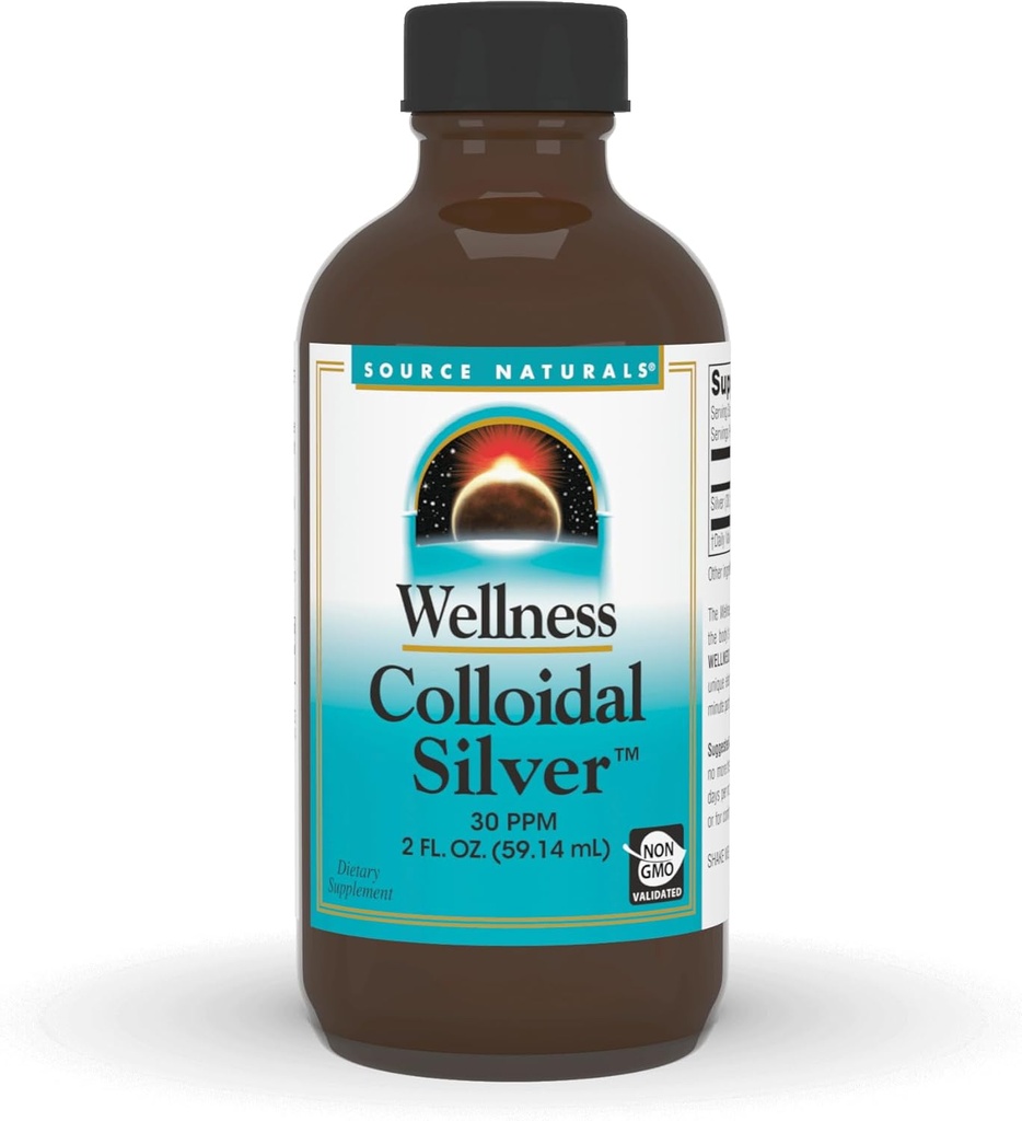 Fuente Natural Wellness Colloidal Silver, 30 ppm, Non-GMO Suplemento dietético líquido que soporta el bienestar físico* - 2 Fluid oz