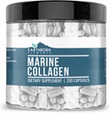 Péptidos de Collagen (200 cápsulas) Colágeno de pescado hidrolizado, no transgénico, libre de olores, biodisponible (960 mg de servicio)
