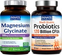 Innato Vitality Magnesium Glycinate & Probiotics 120 Billion Bundle, Non-GMO, No Gluten Dairy Soy & Vegan, Magnesium (120 Caps) & Probiotic (30 Caps)