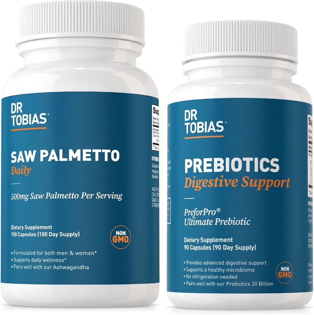[BRSRAEDRDJ7WYDQV] Dr. Tobias Saw Palmetto Daily Prebiotics, Urinary Health, Digestive Support, and Hormonal Wellness for Men & Women, Non-GMO