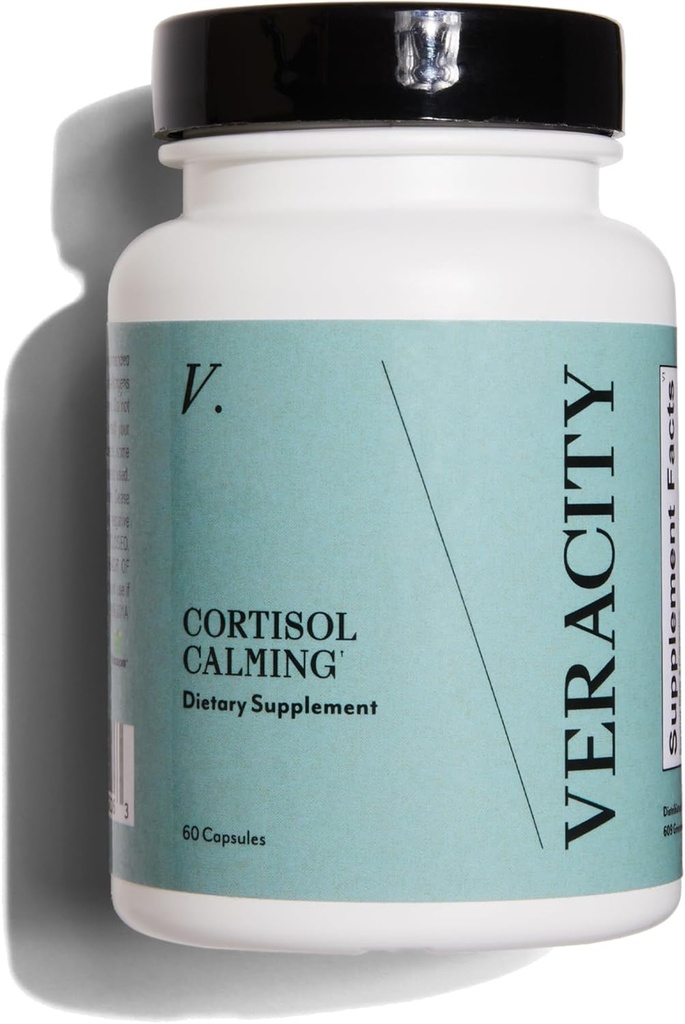 Veracidad Cortisol Calming - Estrés de Probación Clínica & Apoyo al sueño Suplemento - Reduce la tensión & mejora la claridad mental con la grasa natural de los adaptógenos - 60 cápsulas